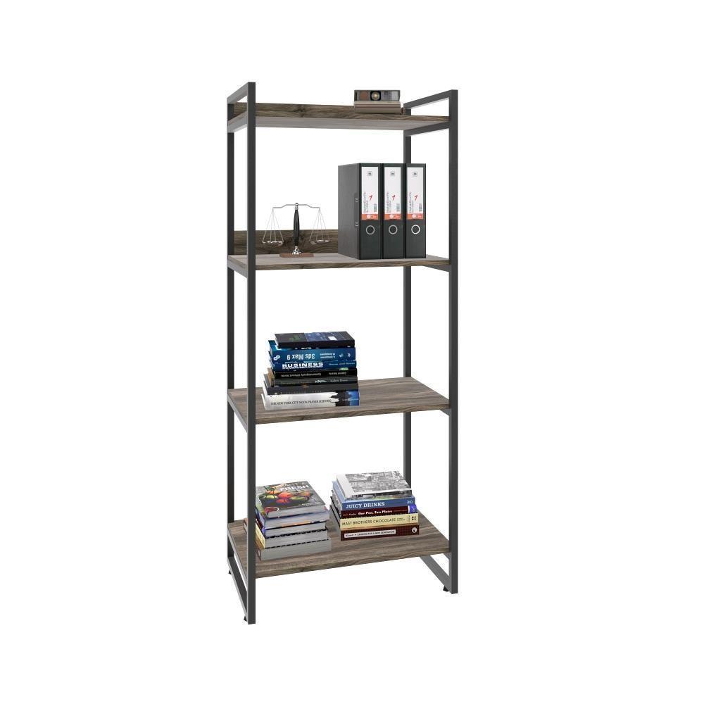 Estante Kuadra 60x40x146cm C/04 Prateleiras Carvalho Dark / Est.preta Carvalho Dark / Est.preta - 5