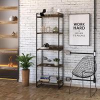 Estante Kuadra 60x40x187cm C/05 Prateleiras Carvalho Dark / Est.preta Carvalho Dark / Est.preta - 3