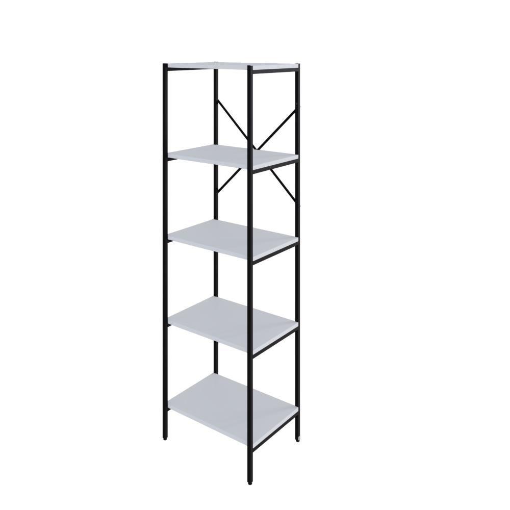 Estante C/05 Prateleiras 152x45x33cm Tub Tueh1545 Branco Chess - Est.preta Branco Chess / Est.preta - 1