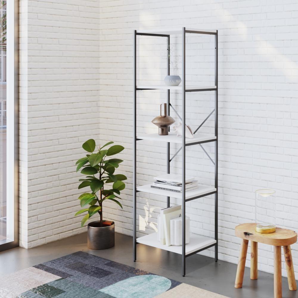 Estante C/05 Prateleiras 152x45x33cm Tub Tueh1545 Branco Chess - Est.preta Branco Chess / Est.preta - 2