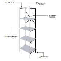 Estante C/05 Prateleiras 152x45x33cm Tub Tueh1545 Branco Chess - Est.preta Branco Chess / Est.preta - 3