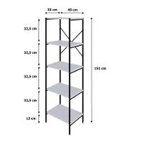 Estante C/05 Prateleiras 152x45x33cm Tub Tueh1545 Branco Chess - Est.preta Branco Chess / Est.preta - 7