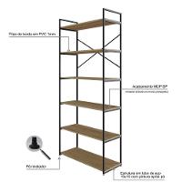 Estante Alta C/06 Prateleiras 185x80x33cm Yon Vermont Oak/est.preta Vermont Oak/est.preta - 3