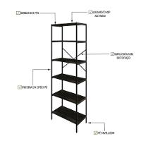 Estante C/06 Prateleiras 186x60x33cm Tub Tueh1866 Carvalho Dark - Est.preta Carvalho Dark / Est.preta - 3
