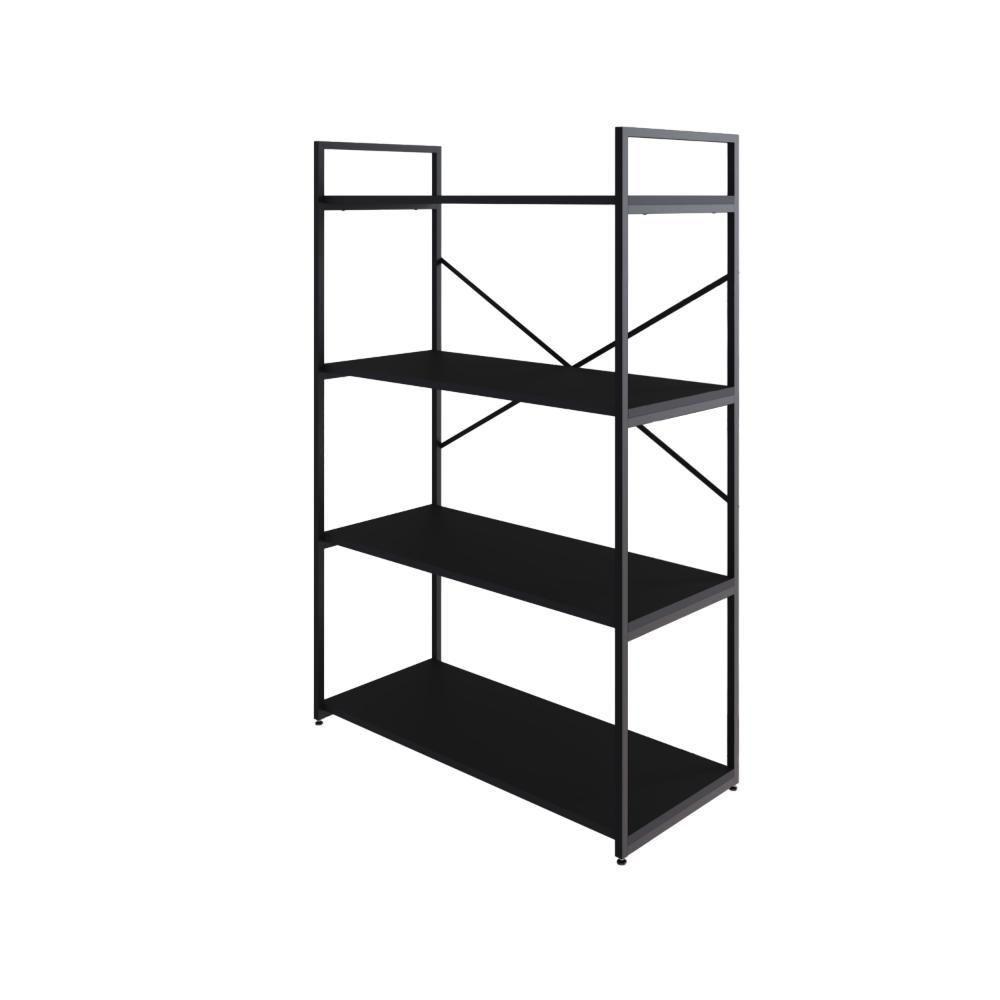 Estante C/04 Prateleiras 118x80x33cm Yon Preto Tx/est.preta Preto Tx/est.preta - 1