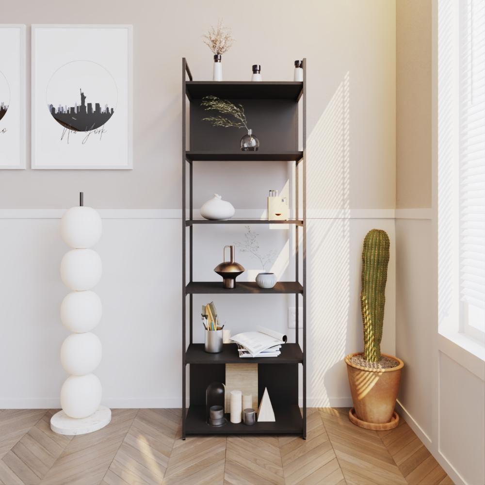 Estante Alta C/06 Prateleiras 185x60x33cm C/fundo Yon Preto Tx/est.preta Preto Tx/est.preta - 2