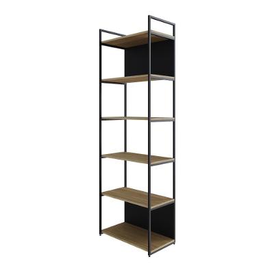 Estante Alta C/06 Prateleiras 185x60x33cm C/fundo Yon Vermont Oak/est.preta Vermont Oak/est.preta