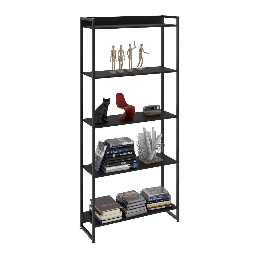 Estante Dynamica 80x30x187cm C/05 Prateleiras Preto ônix / Est.preta Preto ônix / Est.preta - 5