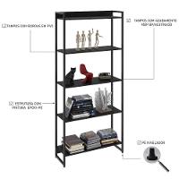 Estante Dynamica 80x30x187cm C/05 Prateleiras Preto ônix / Est.preta Preto ônix / Est.preta