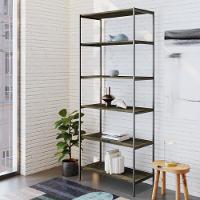 Estante C/06 Prateleiras 186x80x33cm Tub Tueh1886 Carvalho Dark - Est.preta Carvalho Dark / Est.preta - 2