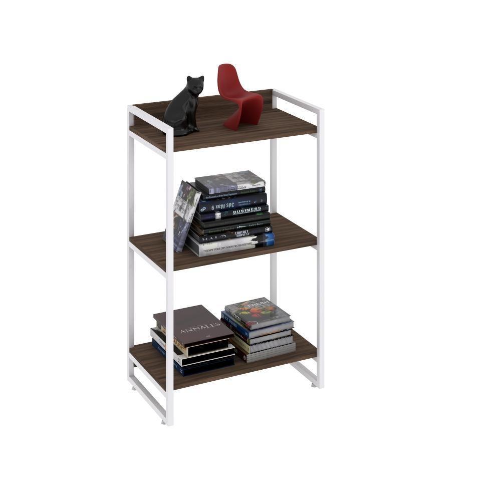 Estante Kuadra 60x40x104cm C/03 Prateleiras Nogal / Est.branca Nogal / Est.branca - 4