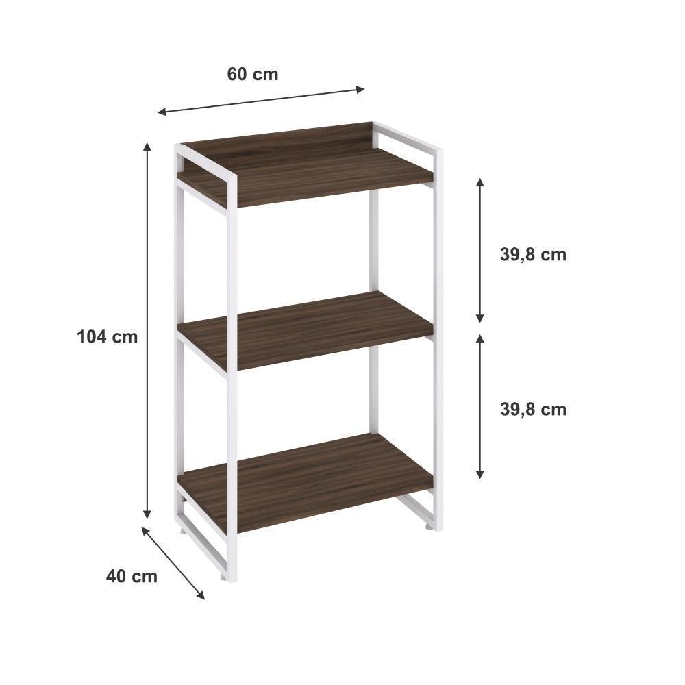 Estante Kuadra 60x40x104cm C/03 Prateleiras Nogal / Est.branca Nogal / Est.branca - 5