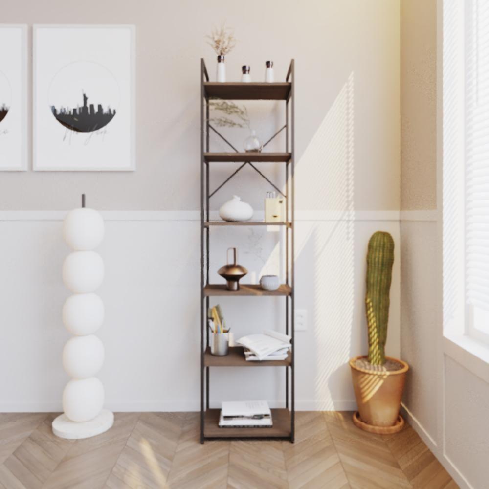 Estante Alta C/06 Prateleiras 185x45x33cm Yon Terracota/est.preta Terracota/est.preta - 2