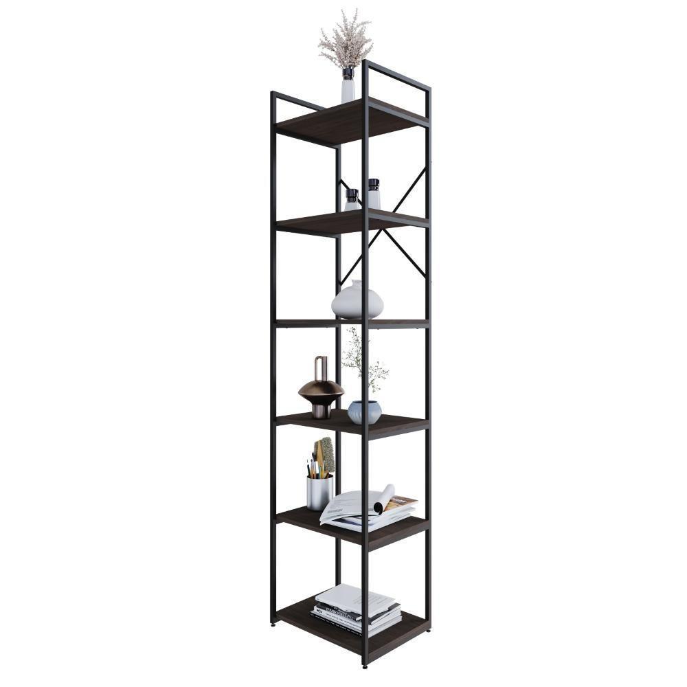 Estante Alta C/06 Prateleiras 185x45x33cm Yon Terracota/est.preta Terracota/est.preta - 4