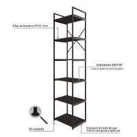 Estante Alta C/06 Prateleiras 185x45x33cm Yon Terracota/est.preta Terracota/est.preta - 3