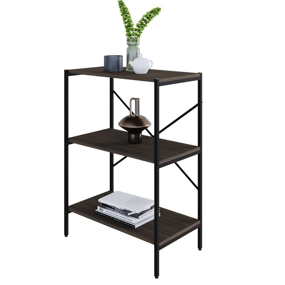 Estante C/03 Prateleiras 84x60x33cm Tub Tueh863 Nogal - Est.preta Nogal / Est.preta - 4