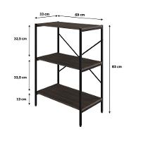 Estante C/03 Prateleiras 84x60x33cm Tub Tueh863 Nogal - Est.preta Nogal / Est.preta - 3