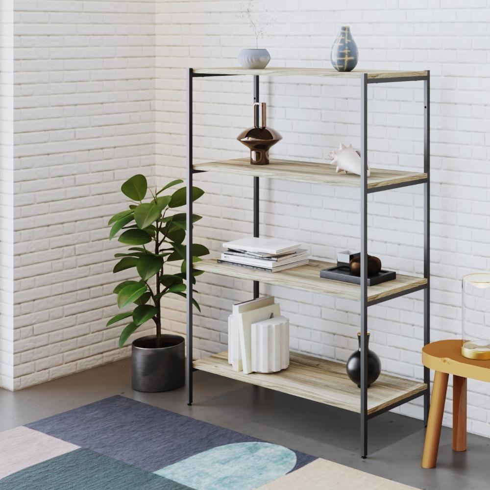 Estante C/04 Prateleiras 118x80x33cm Tub Tueh1184 Carvalho - Est.preta Carvalho / Est.preta - 2