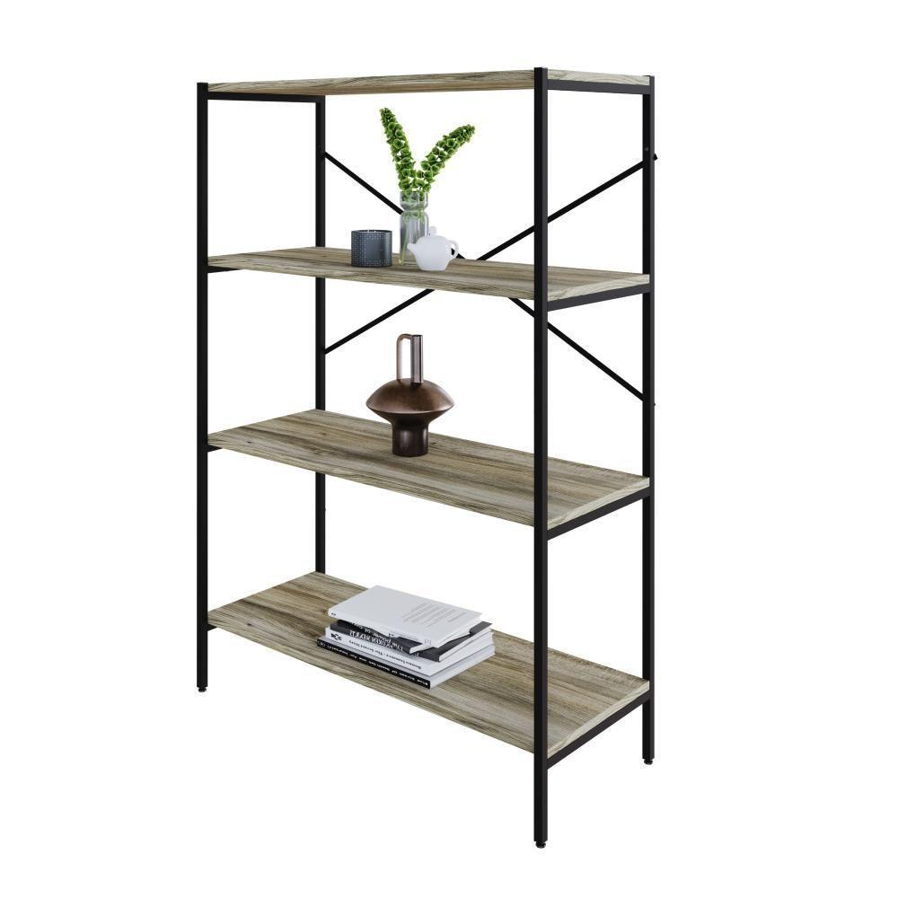 Estante C/04 Prateleiras 118x80x33cm Tub Tueh1184 Carvalho - Est.preta Carvalho / Est.preta - 5