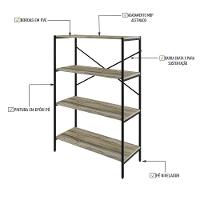 Estante C/04 Prateleiras 118x80x33cm Tub Tueh1184 Carvalho - Est.preta Carvalho / Est.preta - 3