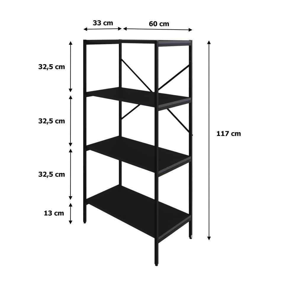 Estante C/04 Prateleiras 118x60x33cm Tub Tueh1164 Preto ônix - Est.preta Preto ônix / Est.preta - 2