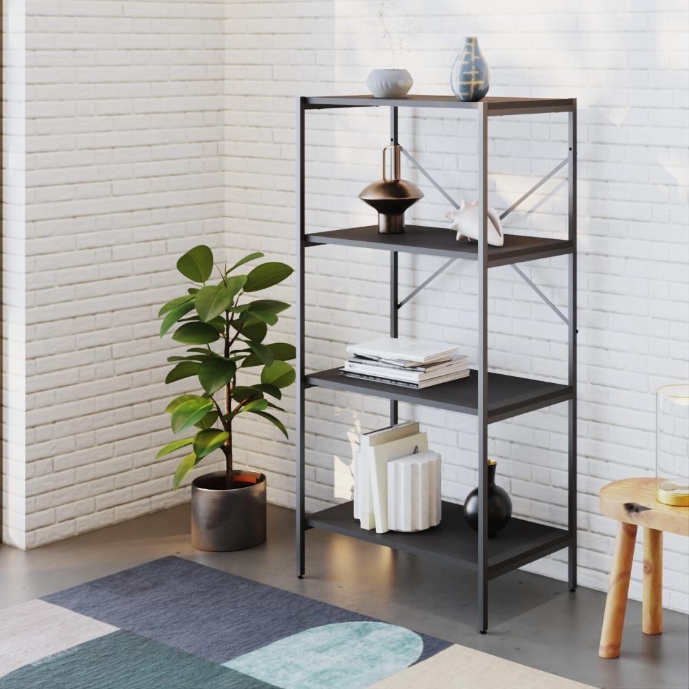 Estante C/04 Prateleiras 118x60x33cm Tub Tueh1164 Preto ônix - Est.preta Preto ônix / Est.preta - 7