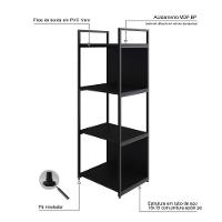 Estante C/04 Prateleiras 118x45x33cm C/fundo Yon Preto Tx/est.preta Preto Tx/est.preta - 3