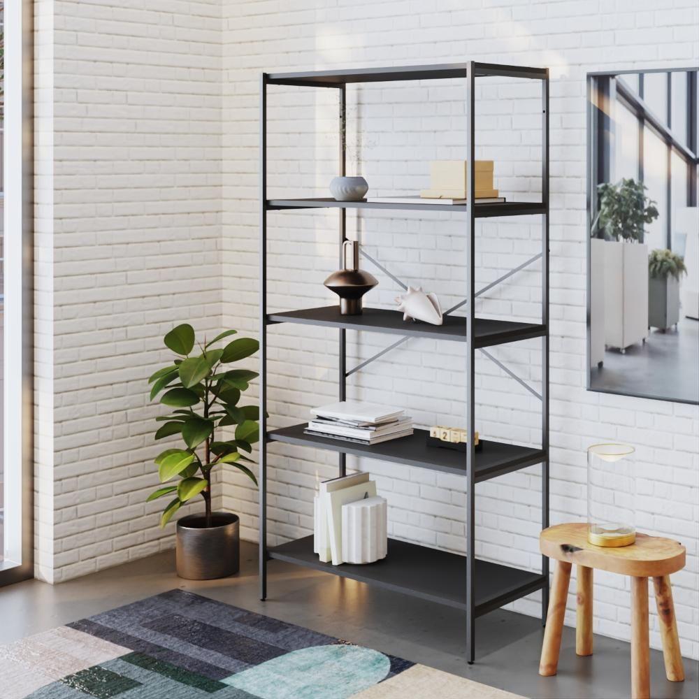 Estante C/05 Prateleiras 152x80x33cm Tub Tueh1585 Preto ônix - Est.preta Preto ônix / Est.preta - 2