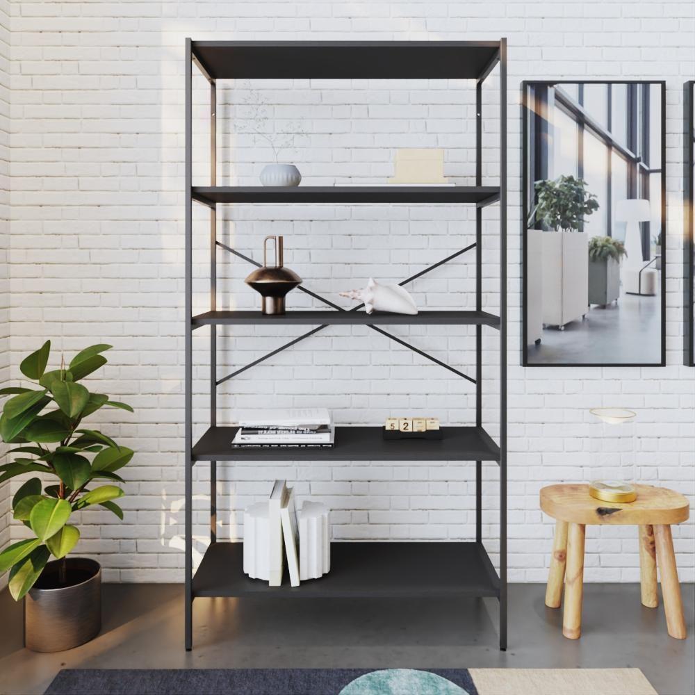 Estante C/05 Prateleiras 152x80x33cm Tub Tueh1585 Preto ônix - Est.preta Preto ônix / Est.preta - 4