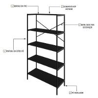 Estante C/05 Prateleiras 152x80x33cm Tub Tueh1585 Preto ônix - Est.preta Preto ônix / Est.preta - 3