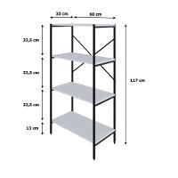 Estante C/04 Prateleiras 118x60x33cm Tub Tueh1164 Branco Chess - Est.preta Branco Chess / Est.preta - 7