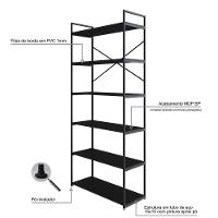 Estante Alta C/06 Prateleiras 185x80x33cm Yon Preto Tx/est.preta Preto Tx/est.preta - 3