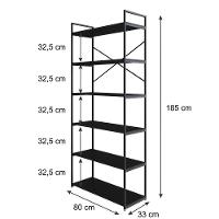 Estante Alta C/06 Prateleiras 185x80x33cm Yon Preto Tx/est.preta Preto Tx/est.preta - 5