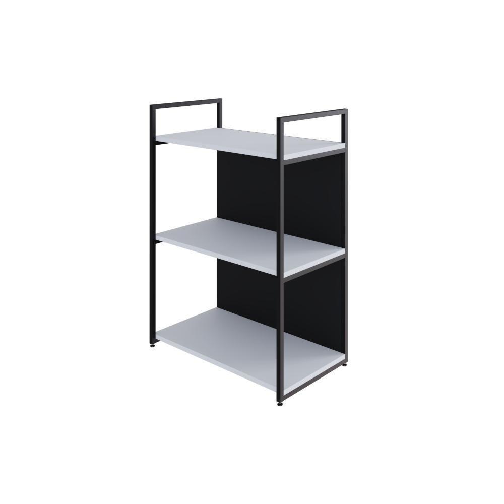 Estante C/03 Prateleiras 84x60x33cm C/fundo Yon Branco Tx/est.preta Branco Tx/est.preta - 1