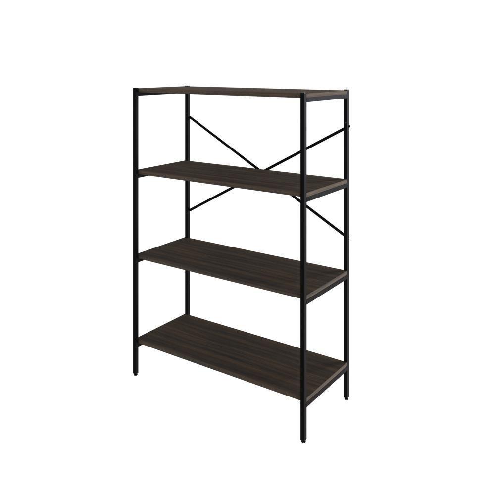 Estante C/04 Prateleiras 118x80x33cm Tub Tueh1184 Nogal - Est.preta Nogal / Est.preta - 1