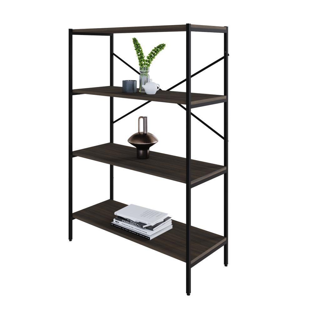 Estante C/04 Prateleiras 118x80x33cm Tub Tueh1184 Nogal - Est.preta Nogal / Est.preta - 5