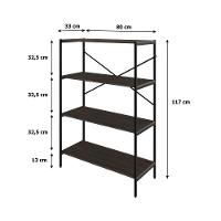Estante C/04 Prateleiras 118x80x33cm Tub Tueh1184 Nogal - Est.preta Nogal / Est.preta - 7