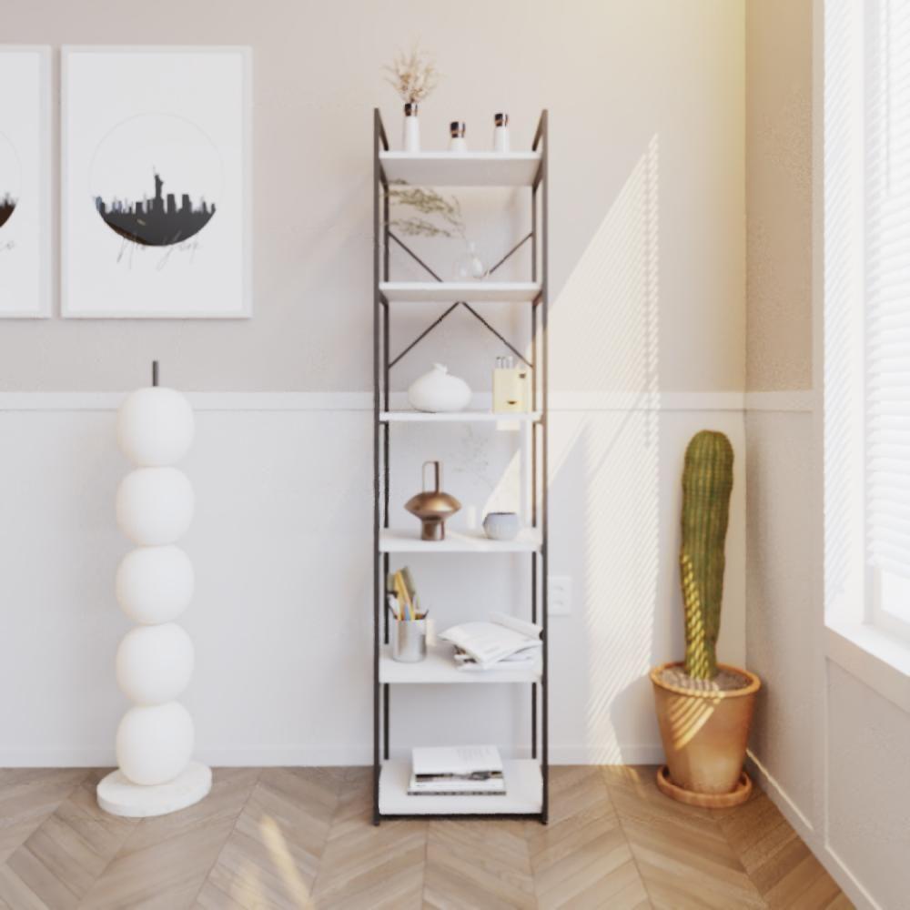 Estante Alta C/06 Prateleiras 185x45x33cm Yon Branco Tx/est.preta Branco Tx/est.preta - 2