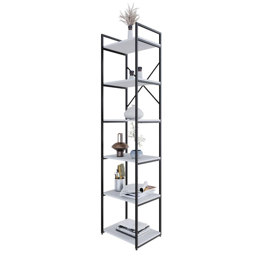 Estante Alta C/06 Prateleiras 185x45x33cm Yon Branco Tx/est.preta Branco Tx/est.preta - 4