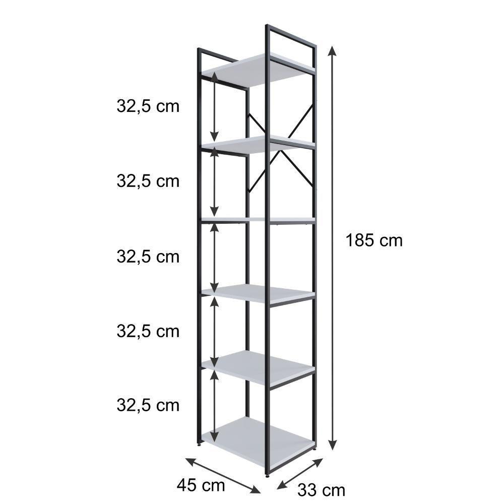 Estante Alta C/06 Prateleiras 185x45x33cm Yon Branco Tx/est.preta Branco Tx/est.preta - 5