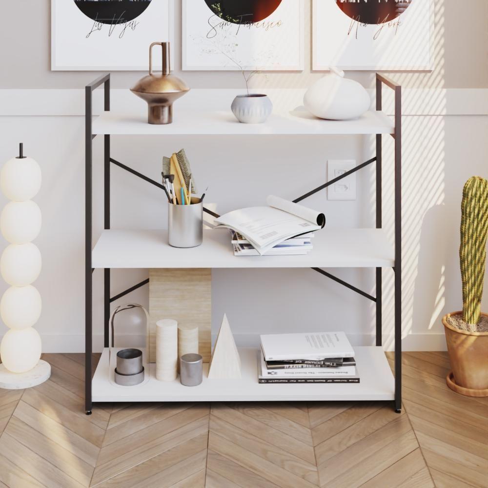 Estante C/03 Prateleiras 84x80x33cm Yon Branco Tx/est.preta Branco Tx/est.preta - 2