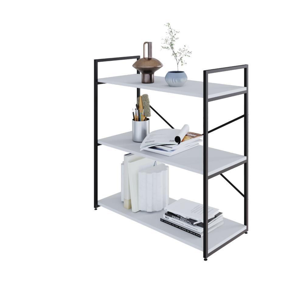 Estante C/03 Prateleiras 84x80x33cm Yon Branco Tx/est.preta Branco Tx/est.preta - 4