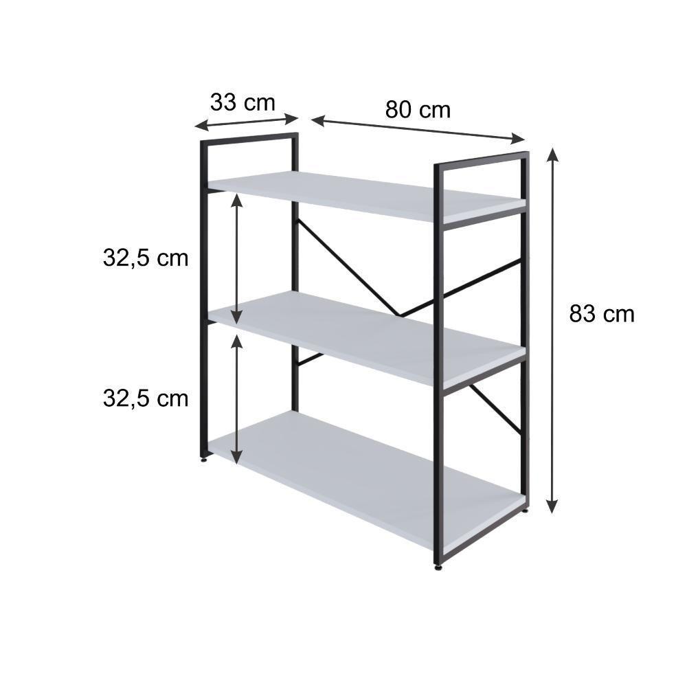 Estante C/03 Prateleiras 84x80x33cm Yon Branco Tx/est.preta Branco Tx/est.preta - 5