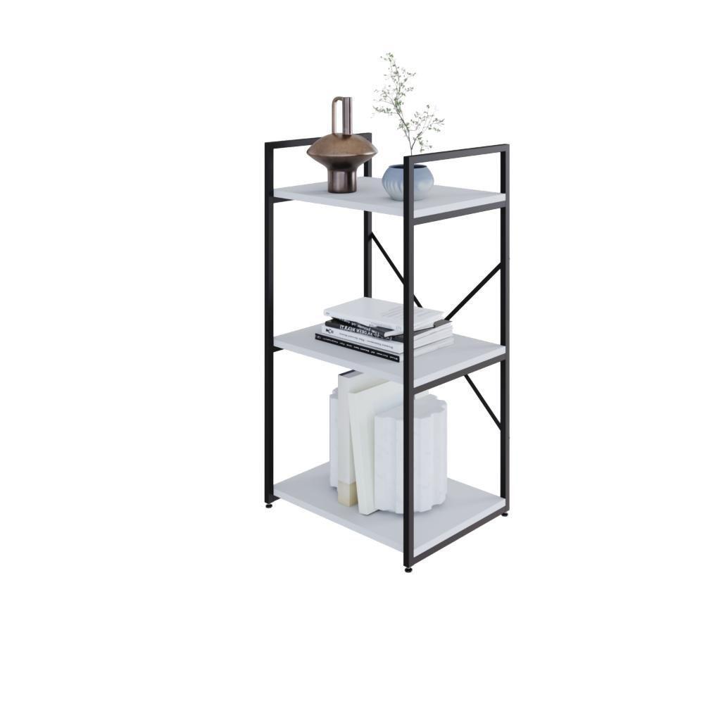Estante C/03 Prateleiras 84x45x33cm Yon Branco Tx/est.preta Branco Tx/est.preta - 4