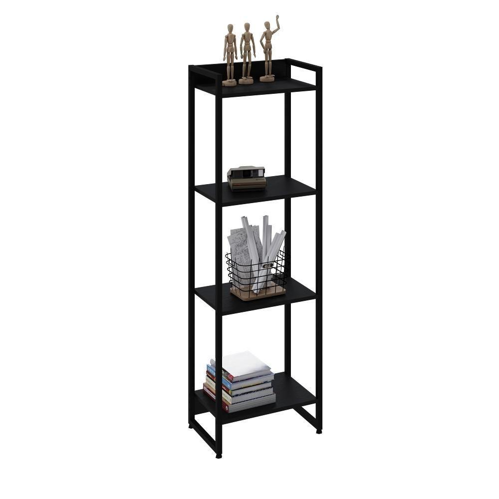 Estante Dynamica 45x30x146cm C/04 Prateleiras Preto ônix / Est.preta Preto ônix / Est.preta - 4