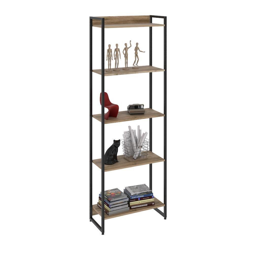 Estante Dynamica 60x30x187cm C/05 Prateleiras Carvalho / Est.preta Carvalho / Est.preta - 5
