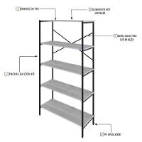 Estante C/05 Prateleiras 152x80x33cm Tub Tueh1585 Snow - Est.preta Snow / Est.preta - 3