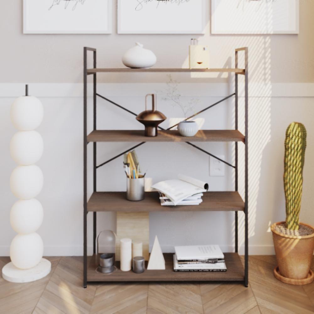 Estante C/04 Prateleiras 118x80x33cm Yon Terracota/est.preta Terracota/est.preta - 2