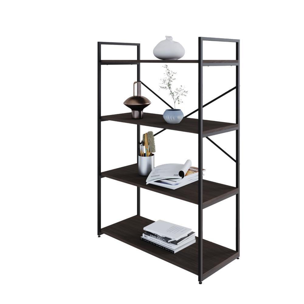 Estante C/04 Prateleiras 118x80x33cm Yon Terracota/est.preta Terracota/est.preta - 4
