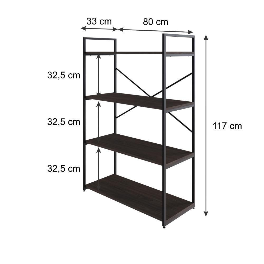Estante C/04 Prateleiras 118x80x33cm Yon Terracota/est.preta Terracota/est.preta - 5